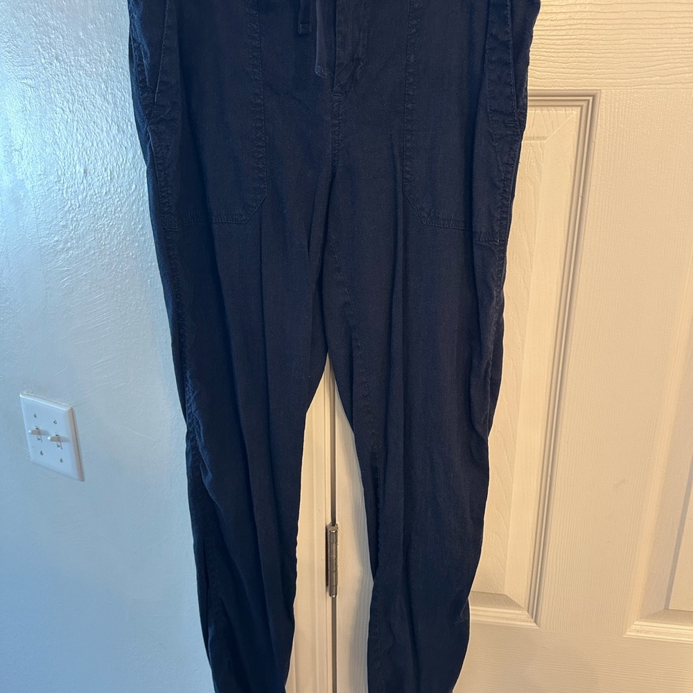 Navy Blue Linen Blend Pants
